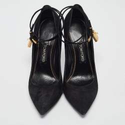 Tom Ford Black Suede Padlock Mary Jane Pumps Size 42