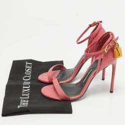 Tom Ford Pink Python Padlock Ankle Strap Sandals Size 37