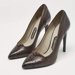 Tom Ford Brown Leather Bow Pointed Toe Pumps Size 37