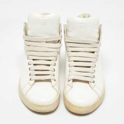 Tom Ford White Leather Russell High Top Sneakers Size 37