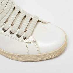 Tom Ford White Leather Russell High Top Sneakers Size 37