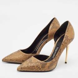 Tom Ford Brown Python Leather D'orsay Pumps Size 37.5