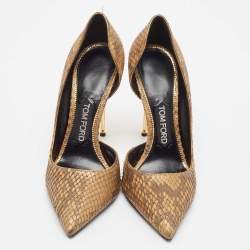 Tom Ford Brown Python Leather D'orsay Pumps Size 37.5