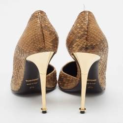 Tom Ford Brown Python Leather D'orsay Pumps Size 37.5