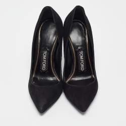 Tom Ford Black Suede Padlock Pumps Size 35