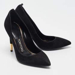 Tom Ford Black Suede Padlock Pumps Size 35