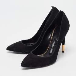 Tom Ford Black Suede Padlock Pumps Size 35