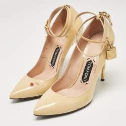 Tom Ford Beige Patent Leather Padlock Pumps Size 39.5