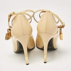 Tom Ford Beige Patent Leather Padlock Pumps Size 39.5