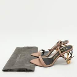 Tom Ford Beige Leather Padlock Ankle Strap Sandals Size 38