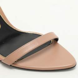 Tom Ford Beige Leather Padlock Ankle Strap Sandals Size 38