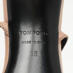Tom Ford Beige Leather Padlock Ankle Strap Sandals Size 38