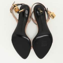 Tom Ford Beige Leather Padlock Ankle Strap Sandals Size 38
