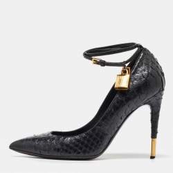 Tom Ford Black Python Leather Padlock Pumps Size 41