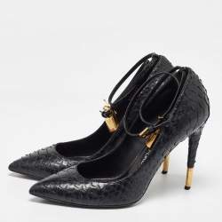 Tom Ford Black Python Leather Padlock Pumps Size 41