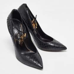 Tom Ford Black Python Leather Padlock Pumps Size 41