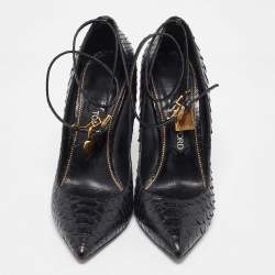 Tom Ford Black Python Leather Padlock Pumps Size 41