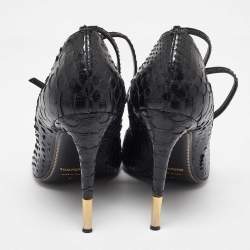 Tom Ford Black Python Leather Padlock Pumps Size 41