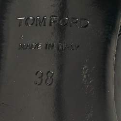 Tom Ford Black Patent Leather Padlock Ankle Strap Sandals Size 38
