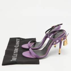 Tom Ford Purple Leather Padlock Ankle Wrap Sandals Size 38.5