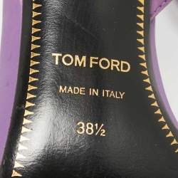 Tom Ford Purple Leather Padlock Ankle Wrap Sandals Size 38.5