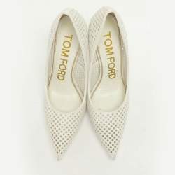 Pre Owned Tom Ford White Perforated Leather Pumps Size 37.5