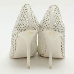 Pre Owned Tom Ford White Perforated Leather Pumps Size 37.5