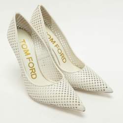 Pre Owned Tom Ford White Perforated Leather Pumps Size 37.5