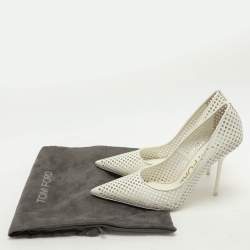 Pre Owned Tom Ford White Perforated Leather Pumps Size 37.5