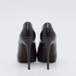 Tom Ford Brown Croc Embossed Leather Peep Toe Pumps Size 37
