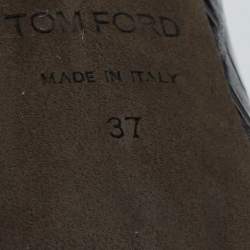 Tom Ford Brown Croc Embossed Leather Peep Toe Pumps Size 37