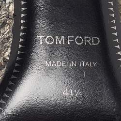 Tom Ford Metallic Grey Python Padlock Ankle Wrap Pumps Size 41.5