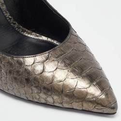 Tom Ford Metallic Grey Python Padlock Ankle Wrap Pumps Size 41.5