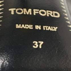 Tom Ford Black Leather Padlock Ankle Wrap Pumps Size 37