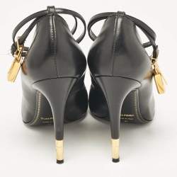 Tom Ford Black Leather Padlock Ankle Wrap Pumps Size 37