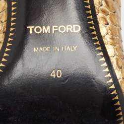Tom Ford Gold Python Leather Padlock Pumps Size 40
