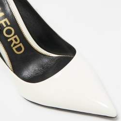 Tom Ford Off White Patent Leather Pointed Toe Pumps Size 39