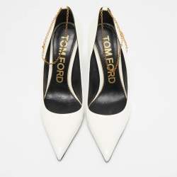 Tom Ford Off White Patent Leather Pointed Toe Pumps Size 39