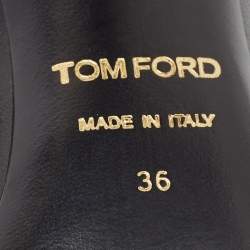 Pre Owned Tom Ford Black Leather Buckle Detail T-Strap Sandals Size 36