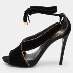 Tom Ford Black Velvet Peep Toe Pumps Size 40