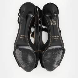 Tom Ford Black Velvet Peep Toe Pumps Size 40
