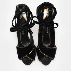 Tom Ford Black Velvet Peep Toe Pumps Size 40