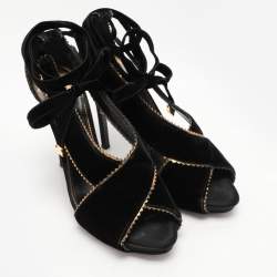Tom Ford Black Velvet Peep Toe Pumps Size 40