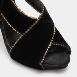 Tom Ford Black Velvet Peep Toe Pumps Size 40