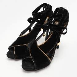 Tom Ford Black Velvet Peep Toe Pumps Size 40