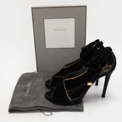 Tom Ford Black Velvet Peep Toe Pumps Size 40