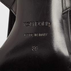 Pre Owned Tom Ford Black Cut Out Leather Padlock Booties Size 39