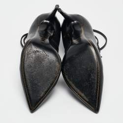 Tom Ford Black Leather Padlock Ankle Wrap Pumps Size 40