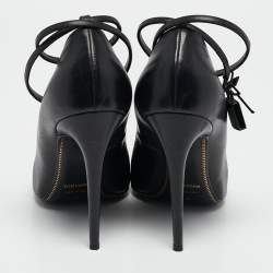 Tom Ford Black Leather Padlock Ankle Wrap Pumps Size 40