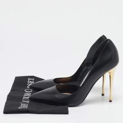 Tom Ford Black Leather Pointed Toe D'Orsay Pumps Size 40